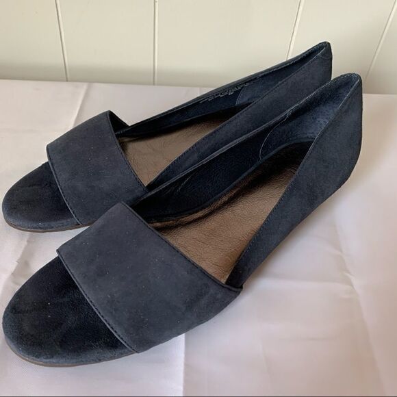 J Jill Suede Open Toe Slip On Low Wedge Shoes Sz 8 - Picture 1 of 9